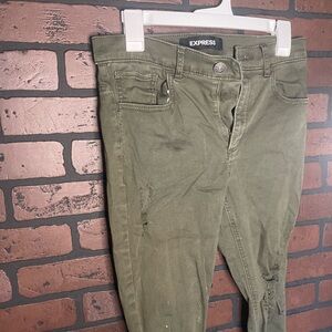 Express Green Skinny Jeans - Ripped